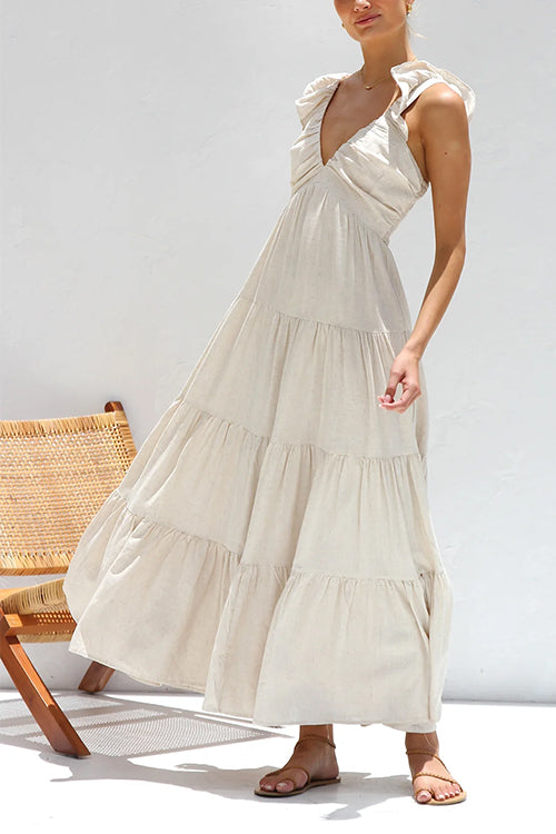 Ella™ V-Neck Ruffle Maxi Dress