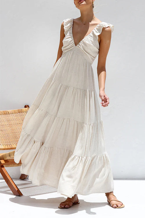 Ella™ V-Neck Ruffle Maxi Dress