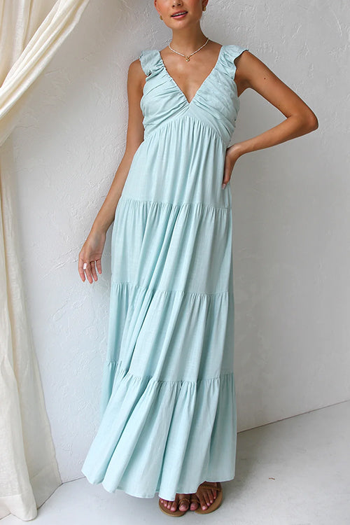 Ella™ V-Neck Ruffle Maxi Dress