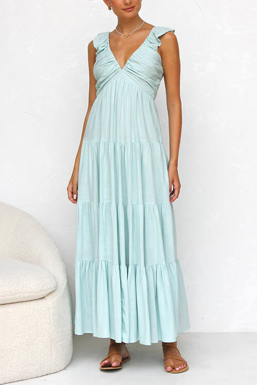 Ella™ V-Neck Ruffle Maxi Dress