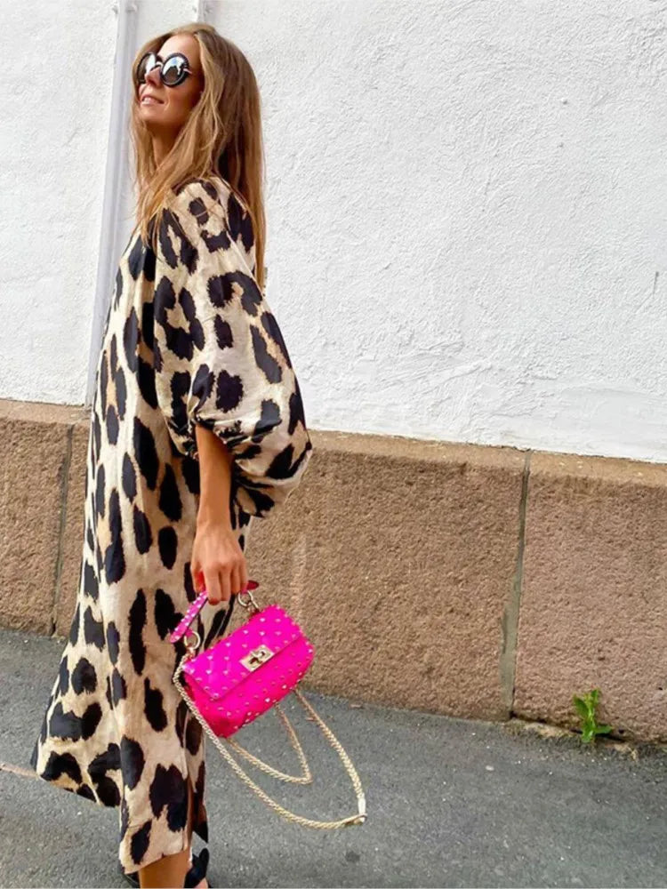 LUCY | LEOPARD PRINT MIDI DRESS