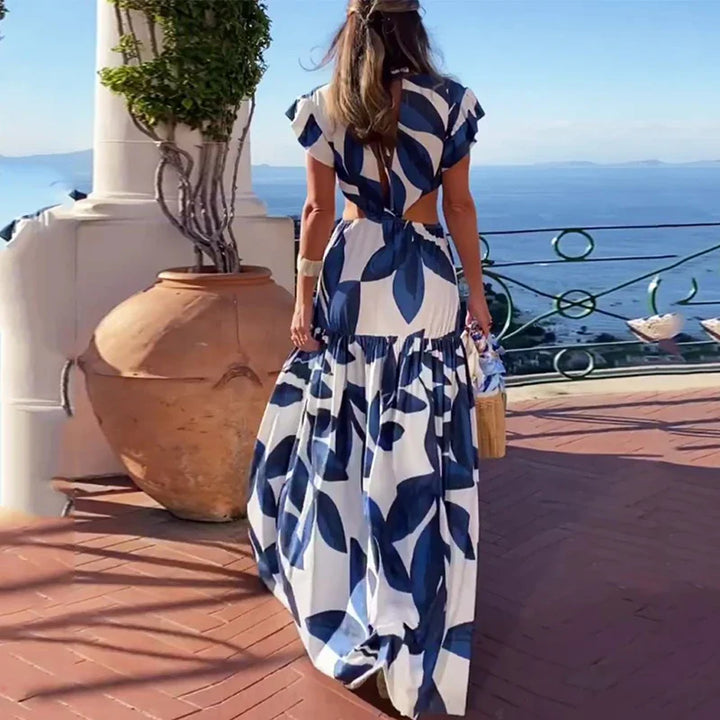 Summer Butterfly Maxi: Women's Fashion V-Neck Backless Dress