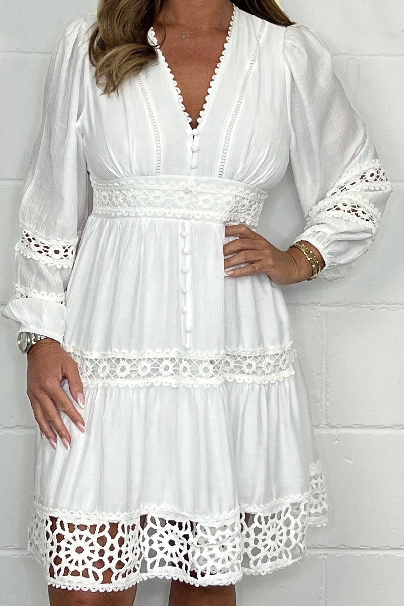 Lily | V-Neck Lace Cotton Dress