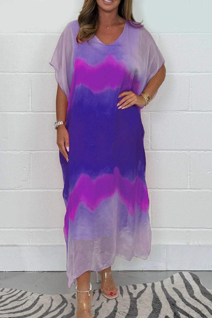 Women's long Chiffon Maxi Dip Dye Dress