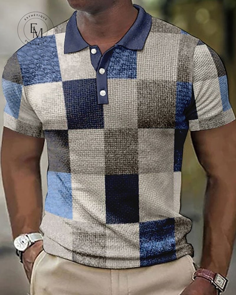 Lars -  Short-sleeved polo shirt with check print